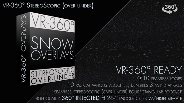 Snow Overlay VR-360° Editors Pack (StereoScopic 3D Over-Under)