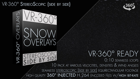 Snow Overlay VR-360° Editors Pack (StereoScopic 3D Side by Side)