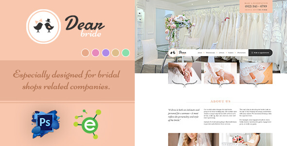 Dear Bride - One Page Wedding Salon PSD Template