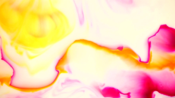 Liquid Ink Two Colors Yellow and Magenta Blending Burst Swirl Fluid