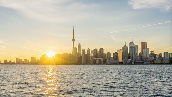 The skyline of Toronto at Sunset