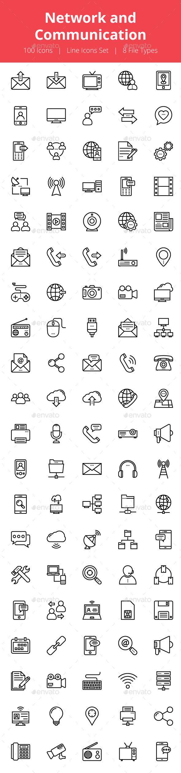 100 Network and Communication Icons