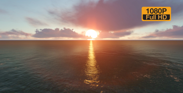 Sunset Ocean and Horizon Clouds