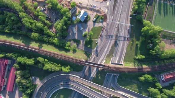 Aerial View of a Freeway Intersection