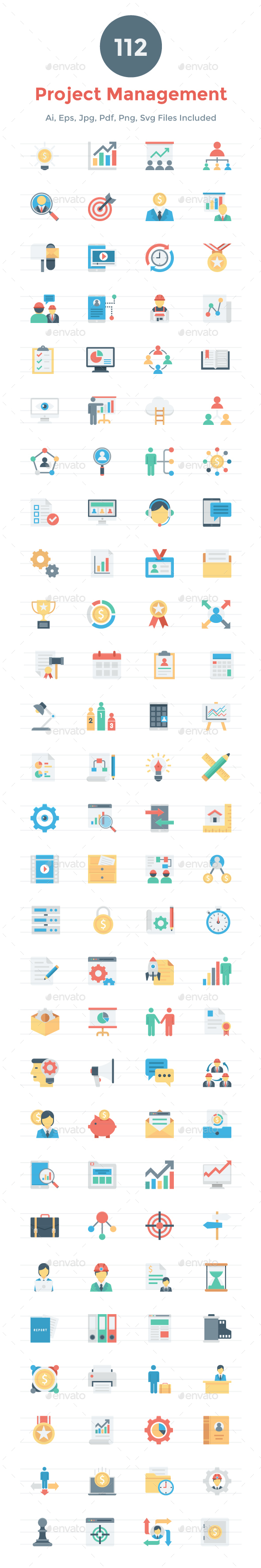 112 Flat Project Management Icons