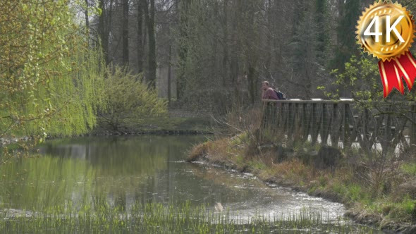 Backpacker Resting at Beautiful Landscape