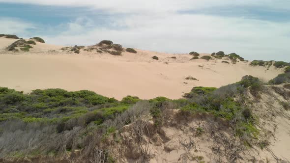 Aerial shot of big sand dunes in Victoria Australia.