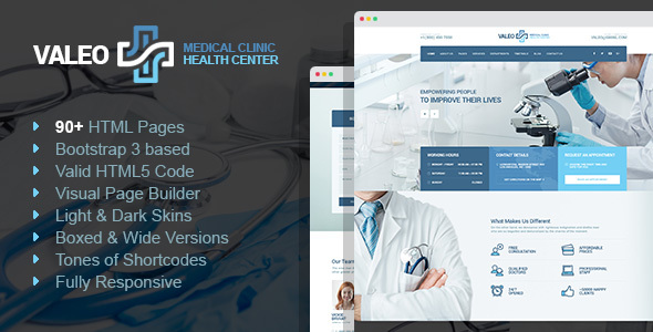 Valeo - Hospital & Medical Lab HTML template with Page Builder