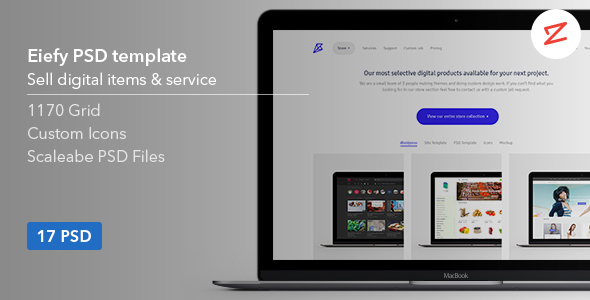 Eiefy: PSD Template for Selling Themes & Services