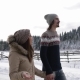 Couple Winter Snow Forest Road Walking Happy Smiling Man And Woman Holding Hands In Snowy Park - VideoHive Item for Sale