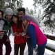 Group Of People Winter Snow Forest Smiling Friends Using Smart Phone Internet In Snowy Park - VideoHive Item for Sale