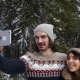 Couple Winter Snow Forest Walk Man And Woman Taking Selfie Photo Smart Phone Happy Smile - VideoHive Item for Sale