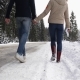 Couple Winter Snow Forest Walking Young Man And Woman Holding Hands In Snowy Park - VideoHive Item for Sale