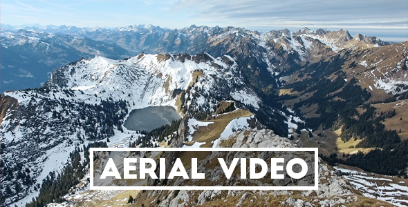 Aerial Revealing Shot of Swiss Mountain Lake