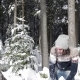 Couple Winter Forest Walking Man And Woman Throwing Snow Having Fun In Snowy Park - VideoHive Item for Sale
