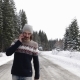 Man Winter Snow Forest Walk Young Guy Call Smart Phone Happy Smile - VideoHive Item for Sale