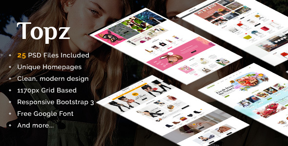 Topz | Responsive Multi-Purpose eCommerce PSD Template