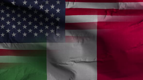 USA Italy Flag Mix Textured Waving Background 4K