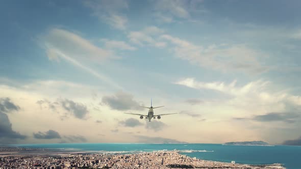 Airplane Landing Sicily Italy