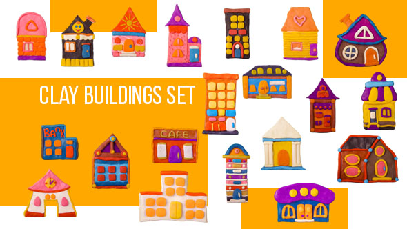 Clay Buildings Set