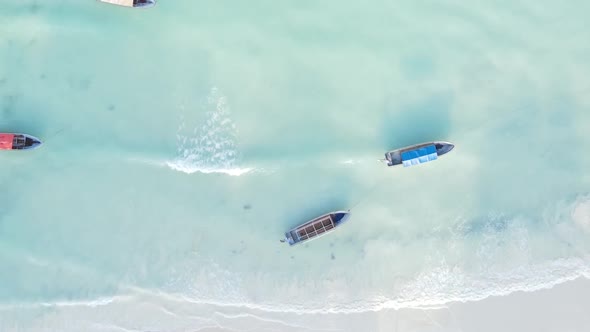 Tanzania Vertical Video  Boat Boats in the Ocean Near the Coast of Zanzibar Aerial View