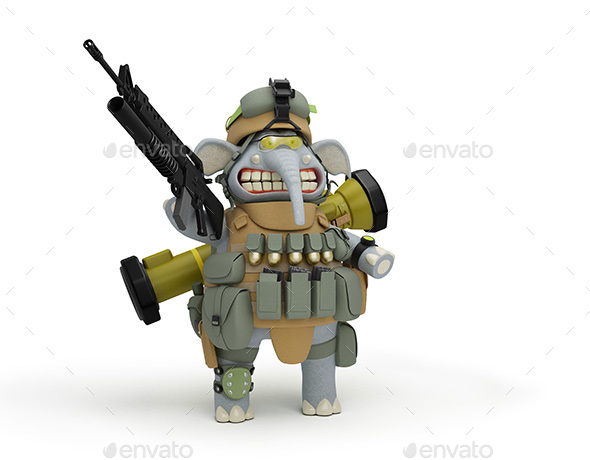 Elephant Trooper at the Post 3D Illustration