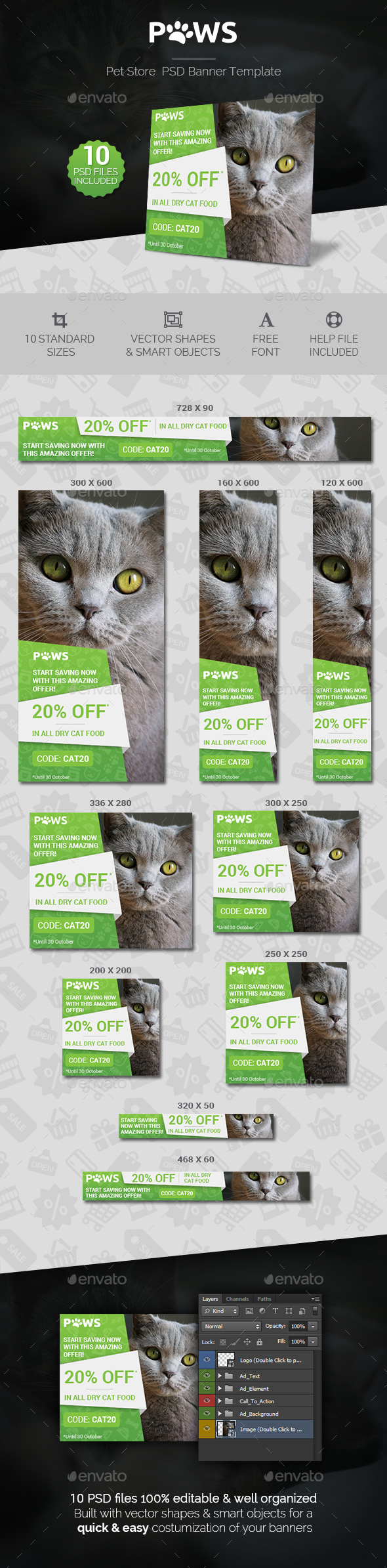 Paws - Pet Store PSD Banner Template