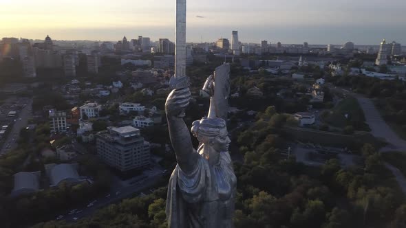 Monument Motherland. Aerial. Kyiv. Ukraine