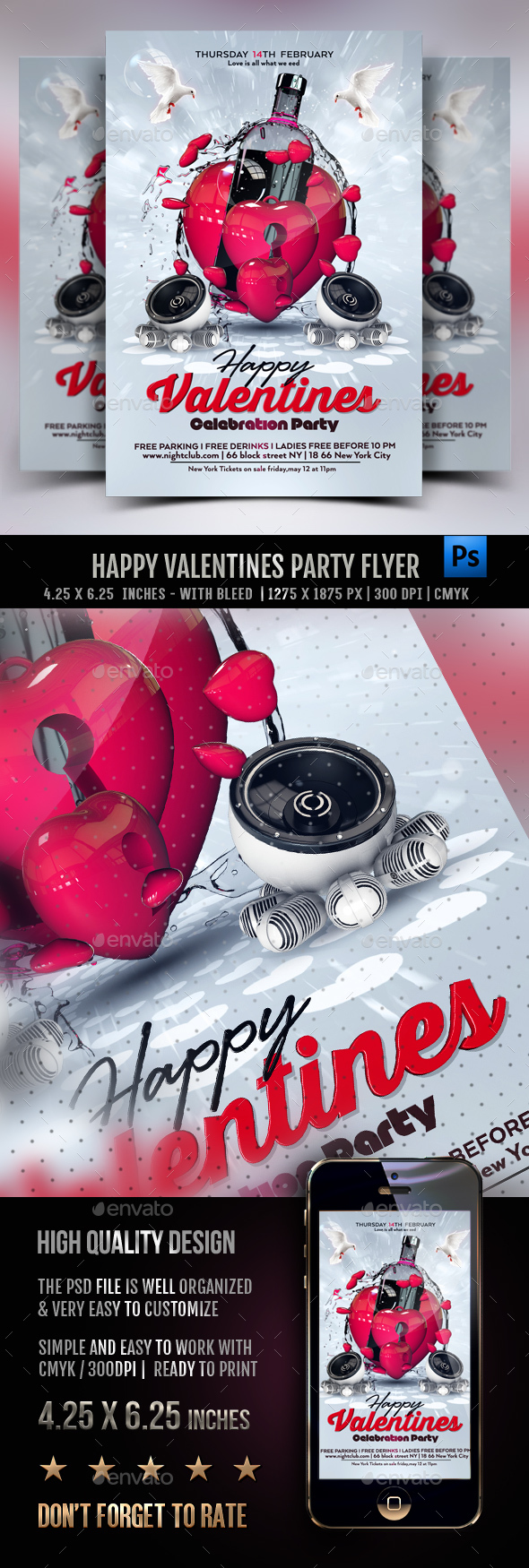 Happy Valentines Party Flyer