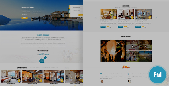 Leevio & Resort, Hotel, Travel PSD Template