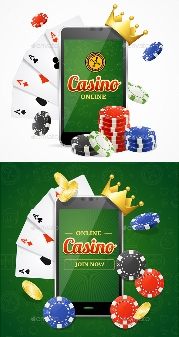 Casino Online Mobile Concept. Vector