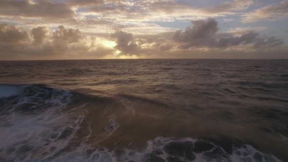 Ocean Skyline at Sunset, Aerial View