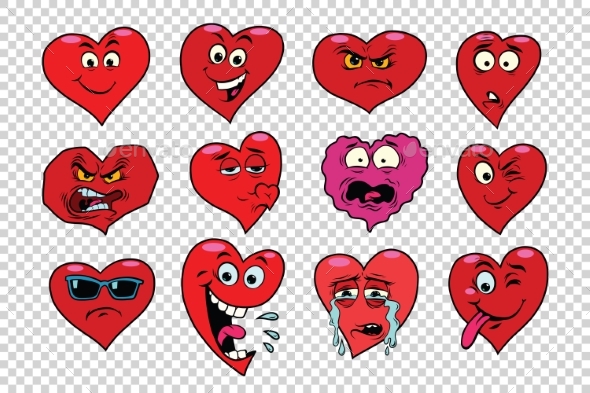Red Heart Valentine Set of Characters
