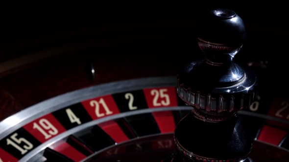 Roulette Wheel in Stop with Running White Ball