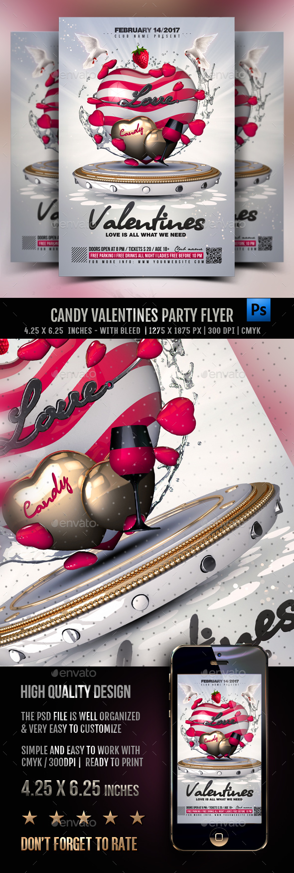 Candy Valentines Party Flyer