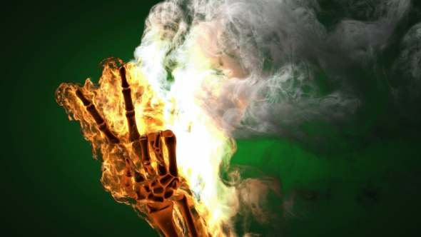 Burning Skeleton Peace Sign alt