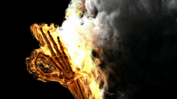 Burning Skeleton OK Sign alt