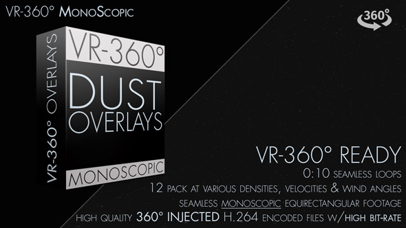 Dust Particle Overlays VR-360° Editors Pack (Monoscopic)