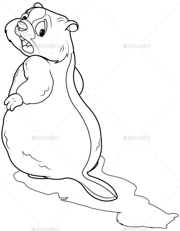 Groundhog Looking at His Shadow Coloring Page