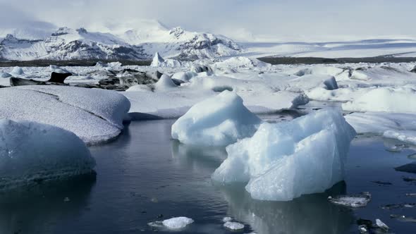 Timelapse of Icebergs Moving in Jokulsarlon Ice Lagoon Iceland, global warming.