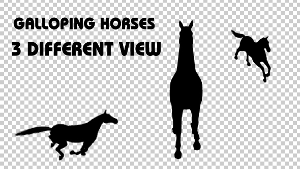 Horse Galloping Silhouettes - 3 Different View alt