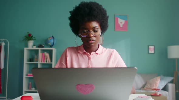 Woman Student Is Working On Laptop