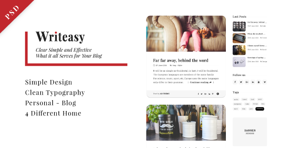 Writeasy - Personal Blog PSD Template