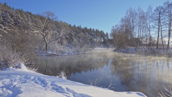 The Vapor Above the Forest River at Dawn