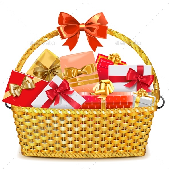 Wicker Basket with Gifts