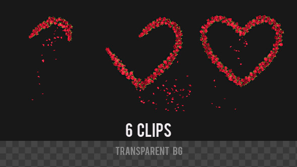Red Rose Heart Formation Valentines Overlay - 6 Clips alt