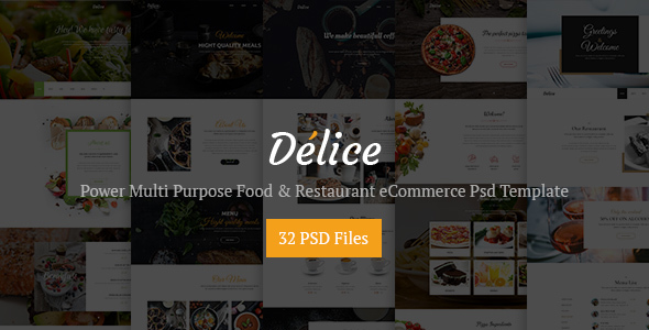 Delice - Power Multi Purpose Food &amp; Restaurant Psd eCommerce Template