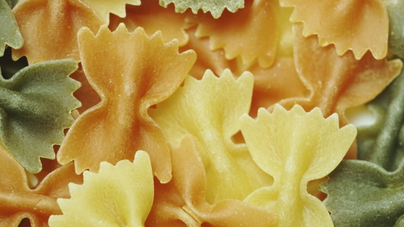 Uncooked Pasta in the Form of Ribbons of Different Colors