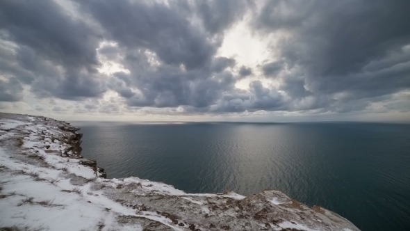 Seacoast and Clouds Over the Sea