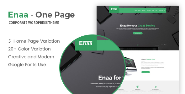 Enaa - One Page Corporate WordPress Theme